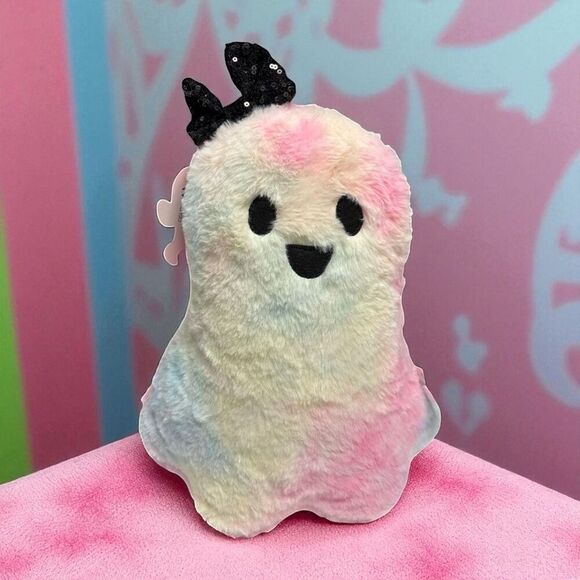 Goblin & Ghoul Pink Ombre Plush Ghost with Bow. Weighted Halloween Summerween D - Picture 1 of 5